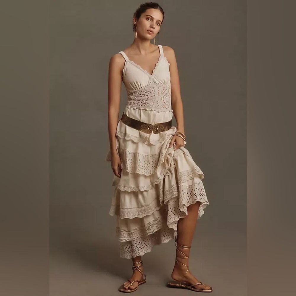 Anthropologie Cecilia Prado V-Neck Tiered Maxi Dress/ size L